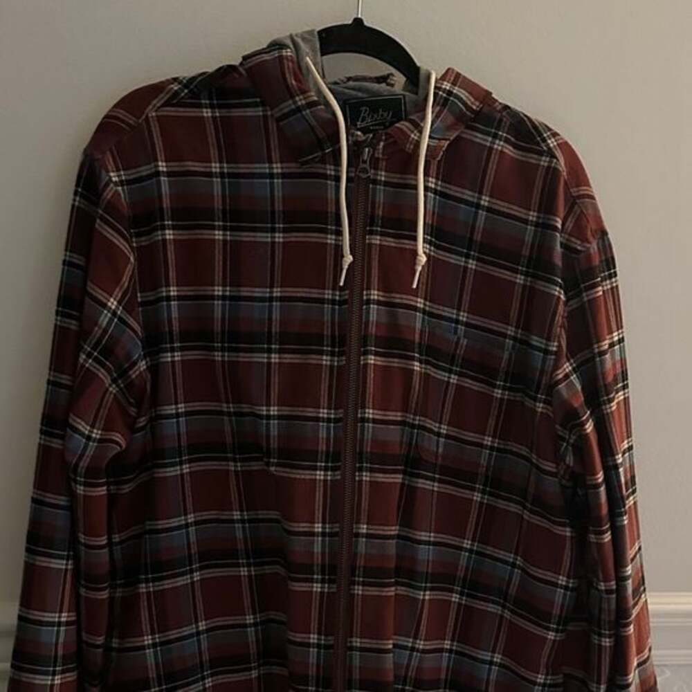 Men's Zip-Up Plaid Sweater - Red and Gray